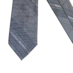 Van Heusen Repp Tie Men’s 58.5” Gray Stripe Western Preppy Designer Classic New